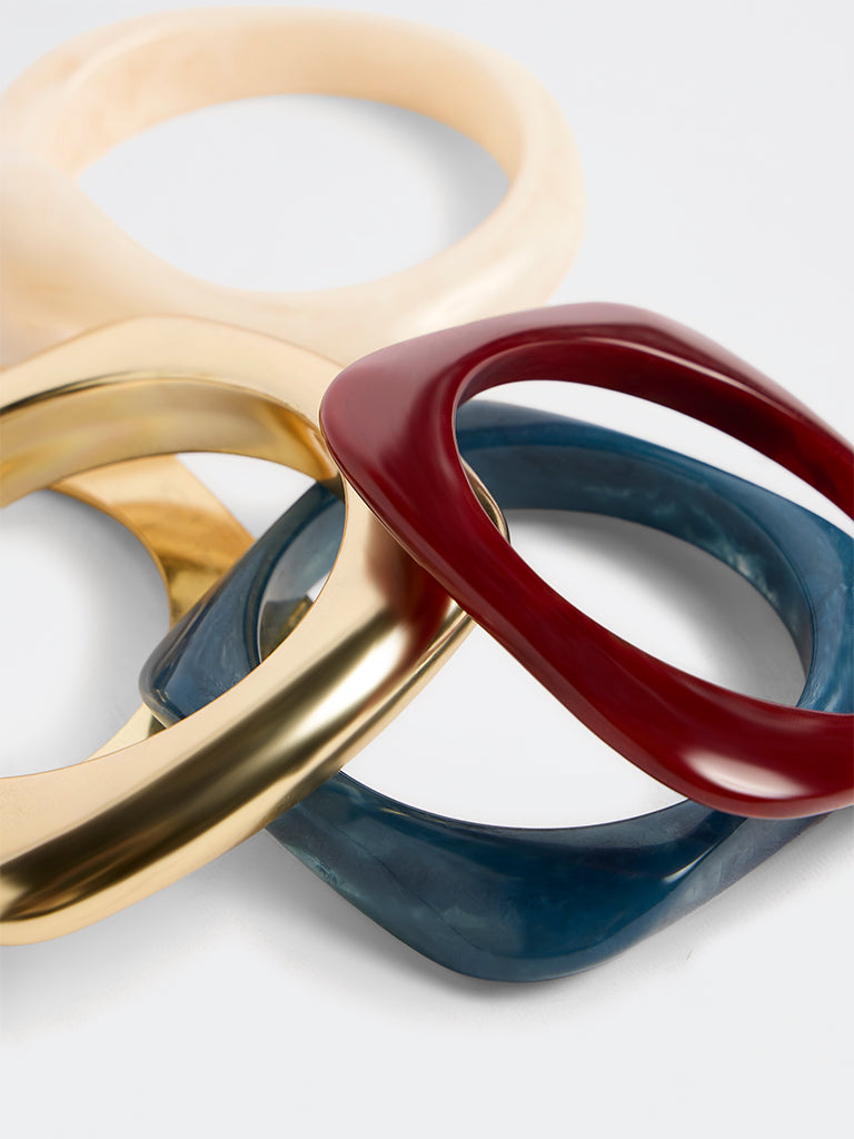 Westside Accessories Multicolour Resin and Metal Bangles - Pack of 5