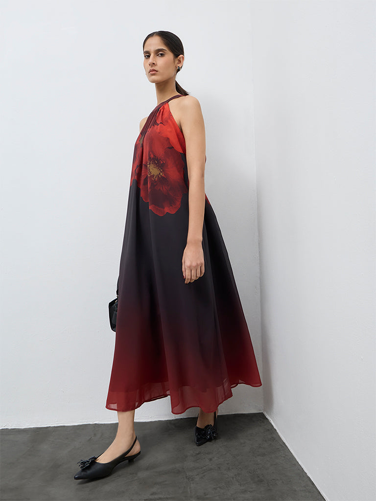Buy Wardrobe Black Floral Pattern A-Line Dress from Westside