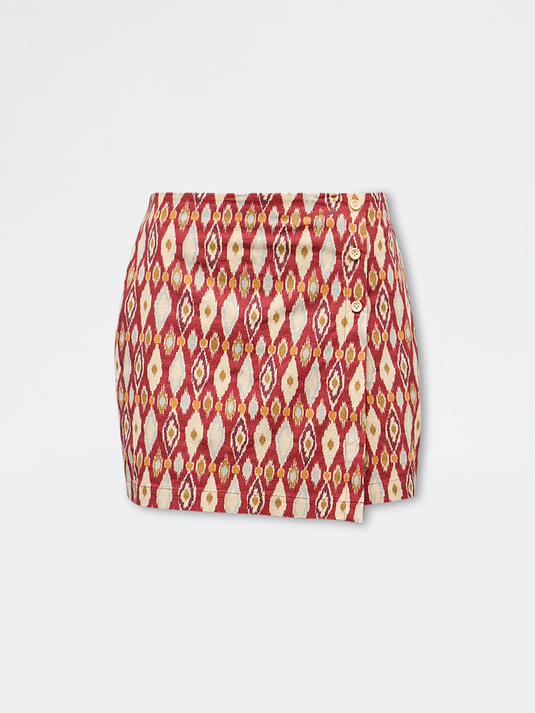 Bombay Paisley Red Printed Cotton Skorts
