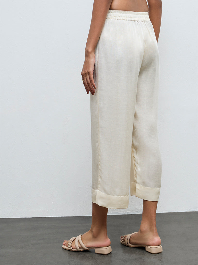Zuba Off-White Solid Pants