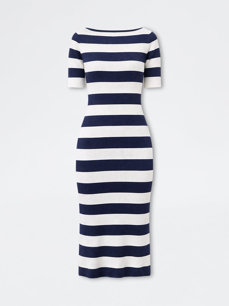 Wardrobe Navy Striped Bodycon Dress