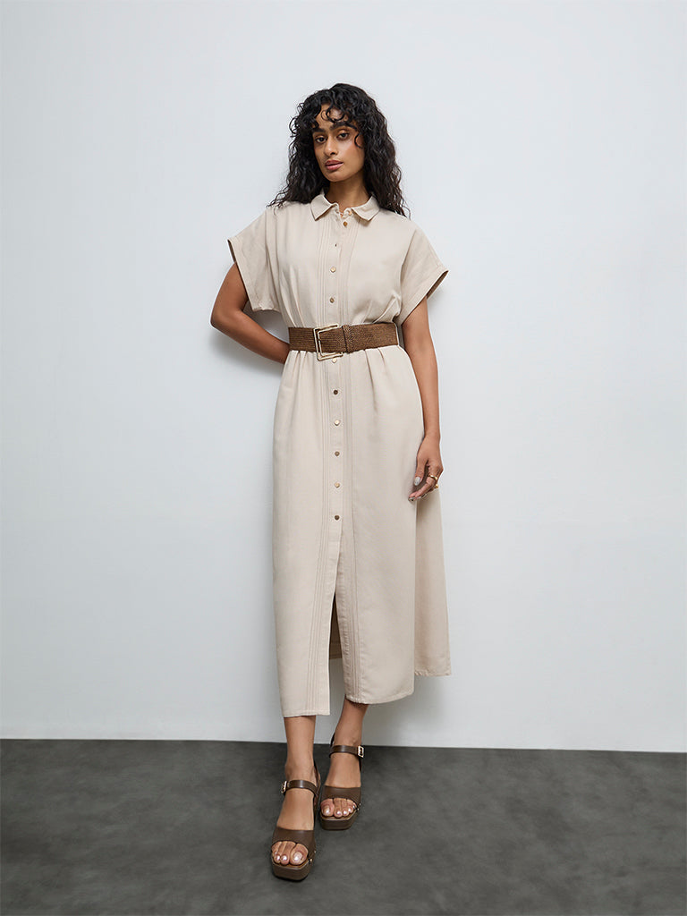 Buy LOV Beige Pintuck Detailed Shirt Dress with Belt from Westside Buy LOV Beige Pintuck Detailed Shirt Dress with Belt from Westside