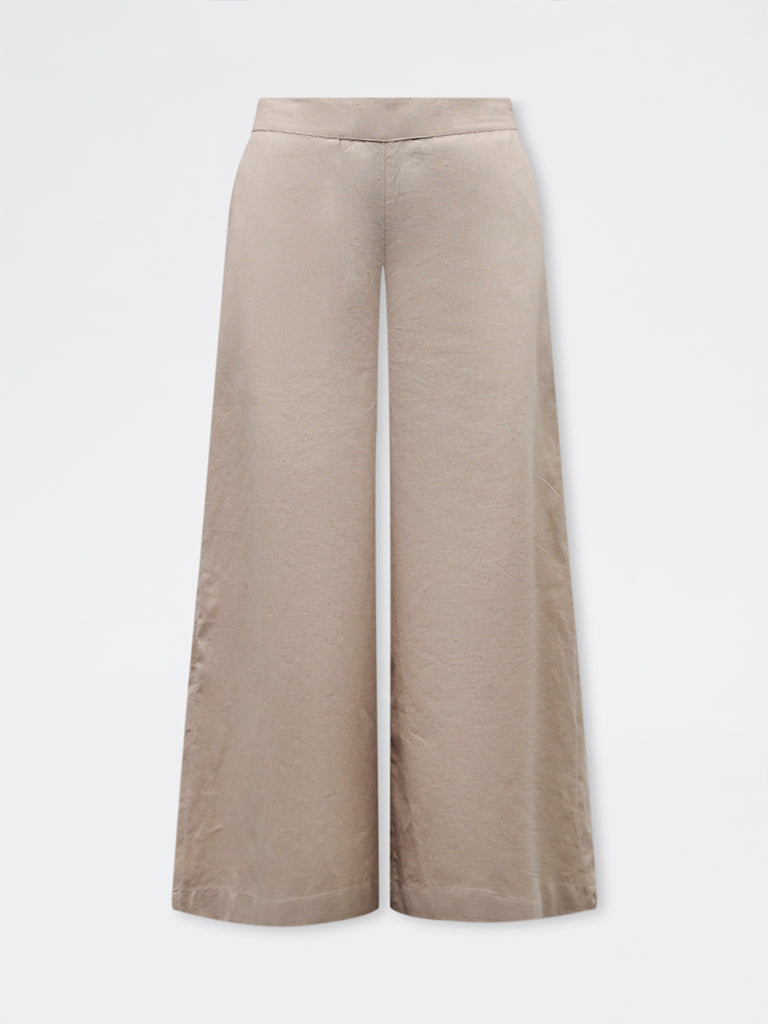 Zuba Beige Solid Palazzos