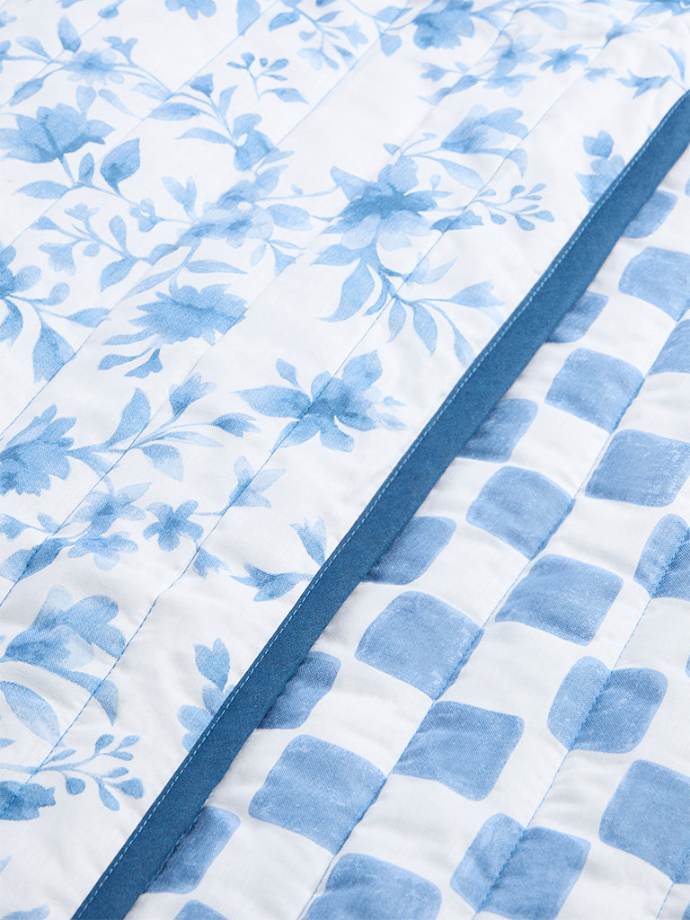 Westside Home Blue Printed Reversible Single Bed Comforter