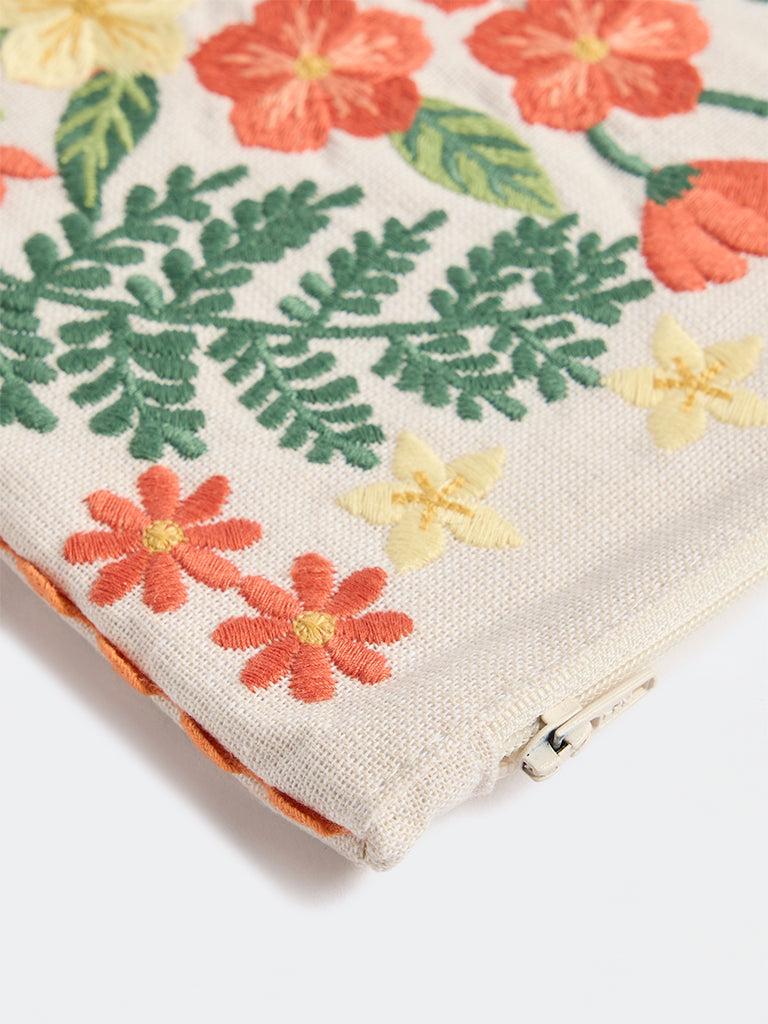 Westside Home Multicolour Floral Embroidered Pouch