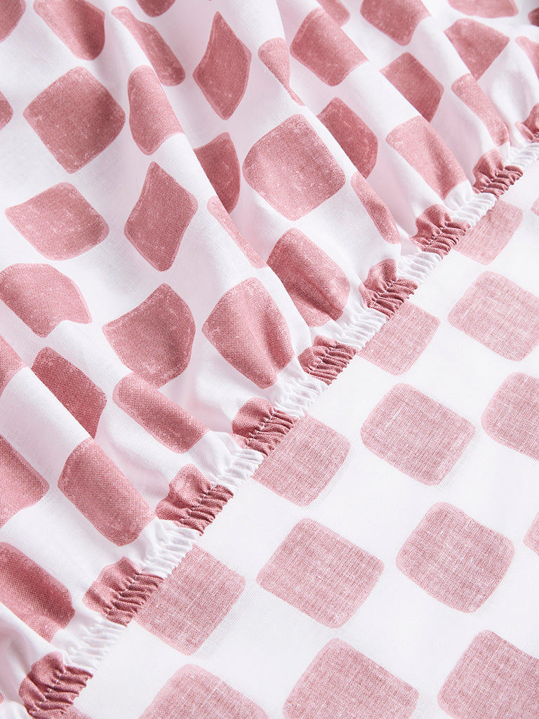 Westside Home Pink Checkered Double Bed Sheet Set