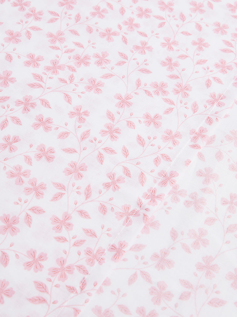 Westside Home Pink Floral Printed Double Bed Sheet Set