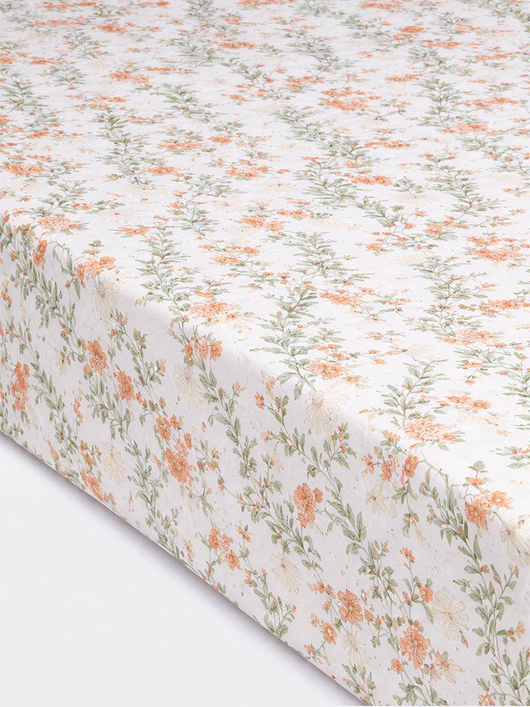 Westside Home Orange Foliage Pattern King Bed Sheet Set