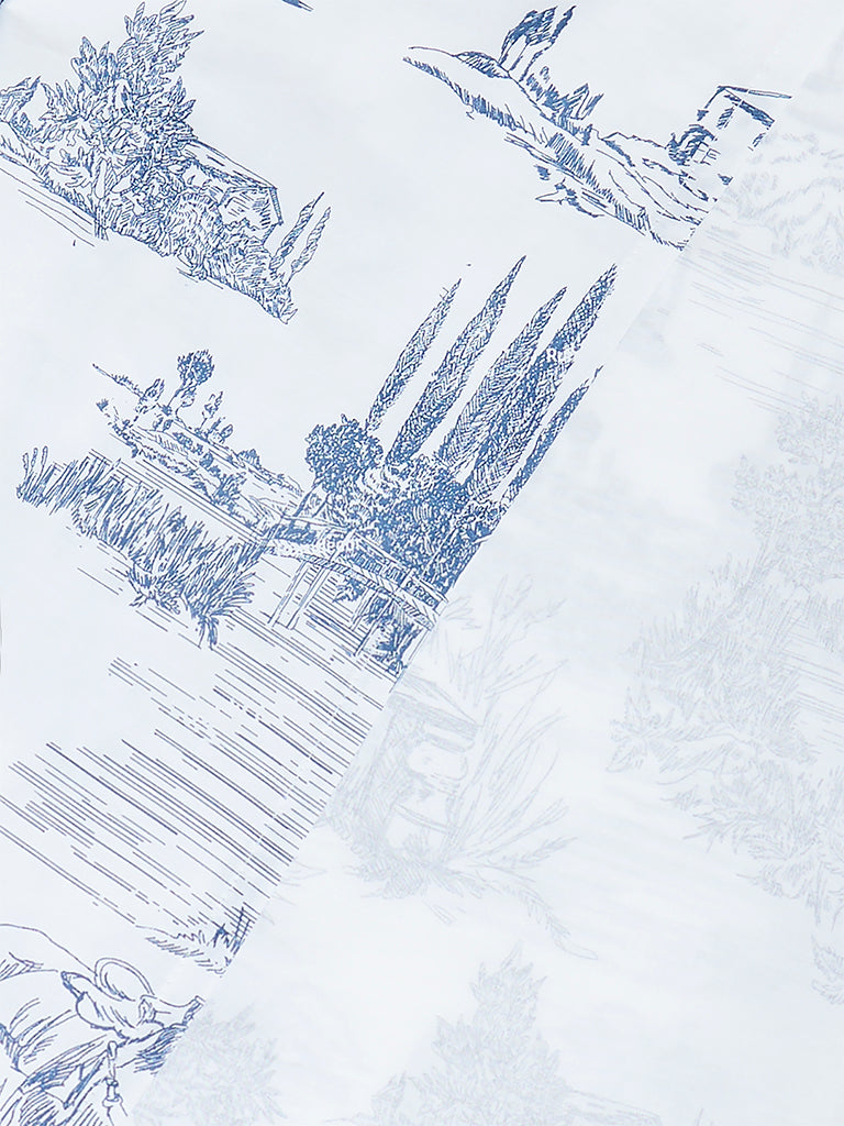 Westside Home Blue Toile Printed Queen Bed Sheet Set