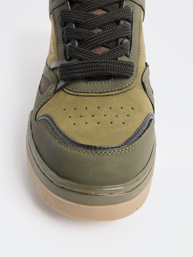 SOLEPLAY Olive Peforated High-Top Sneakers