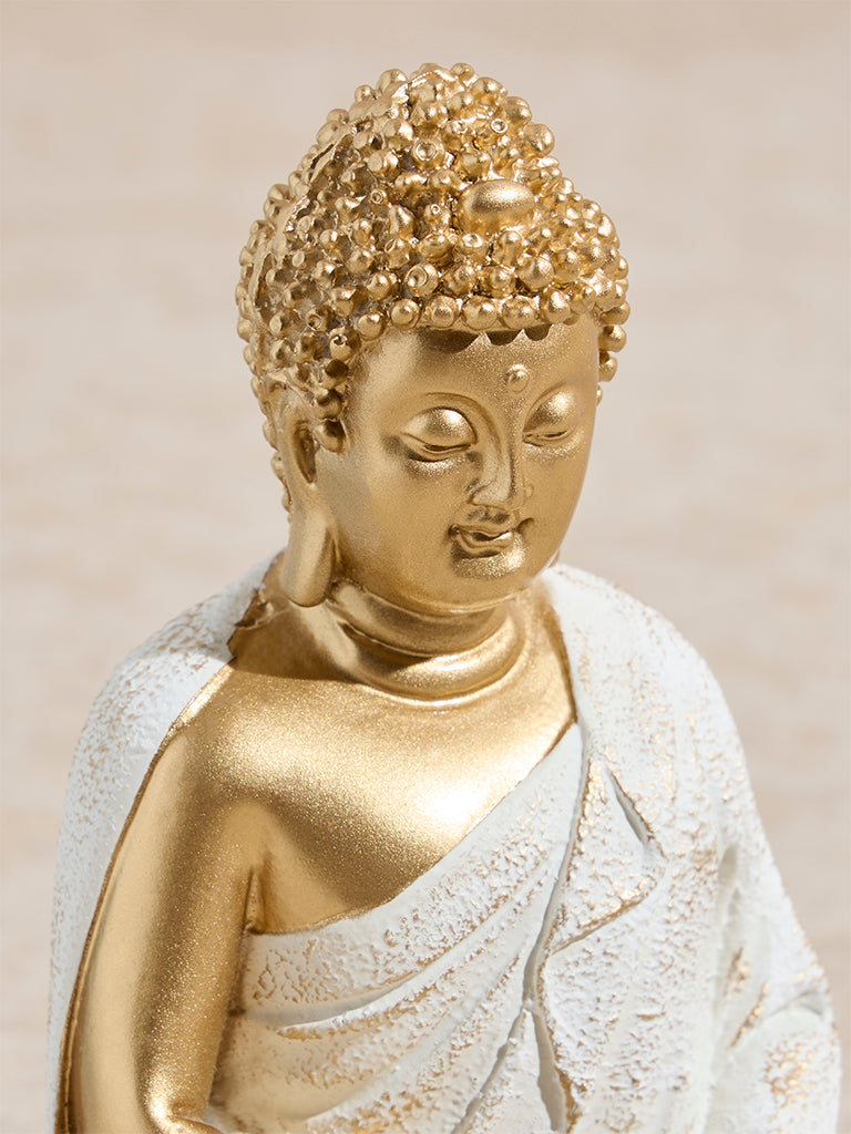 Westside Home White Sitting Buddha Showpiece