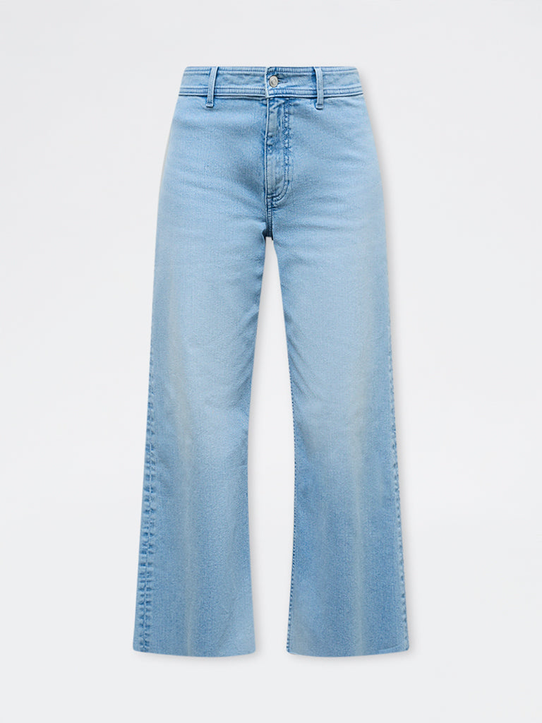 LOV Light Blue Faded Wide-Leg High-Rise Jeans