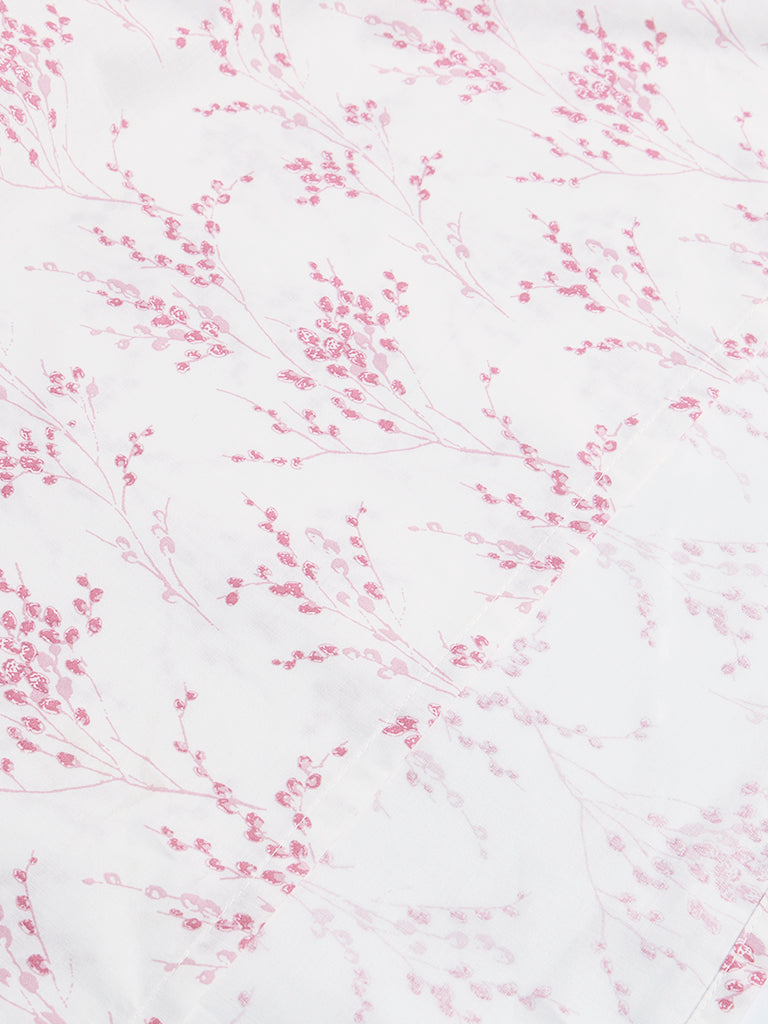 Westside Home Pink Botanical Printed Double Bed Sheet Set