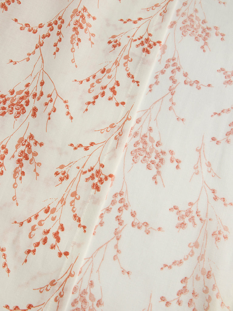 Westside Home Orange Botanical Design Queen Bed Sheet Set