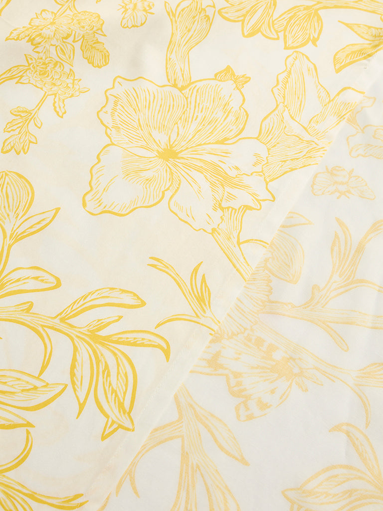 Westside Home Yellow Floral Printed King Bed Sheet Set
