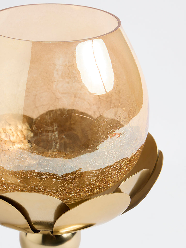 Westside Home Gold Jumbo Lotus Candle Holder on Stand