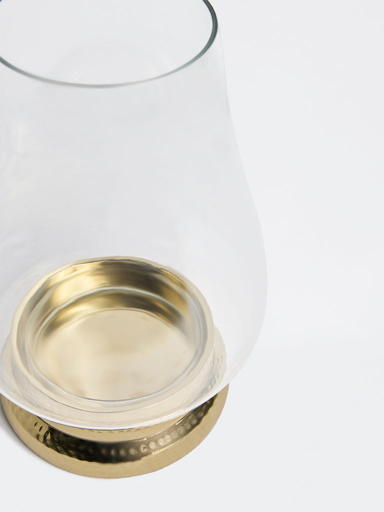 Westside Home Gold Hurricane Candle Holder with Bulb Glass