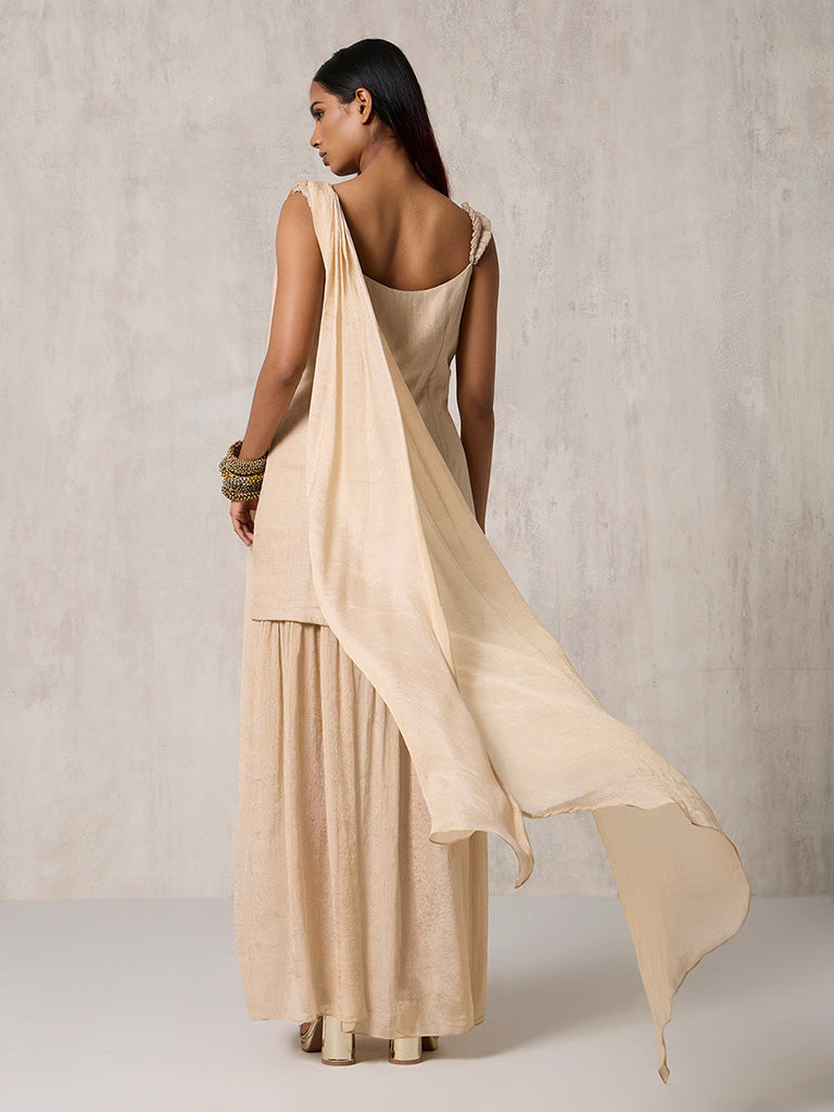 Sheer Gold Dress with Dupatta