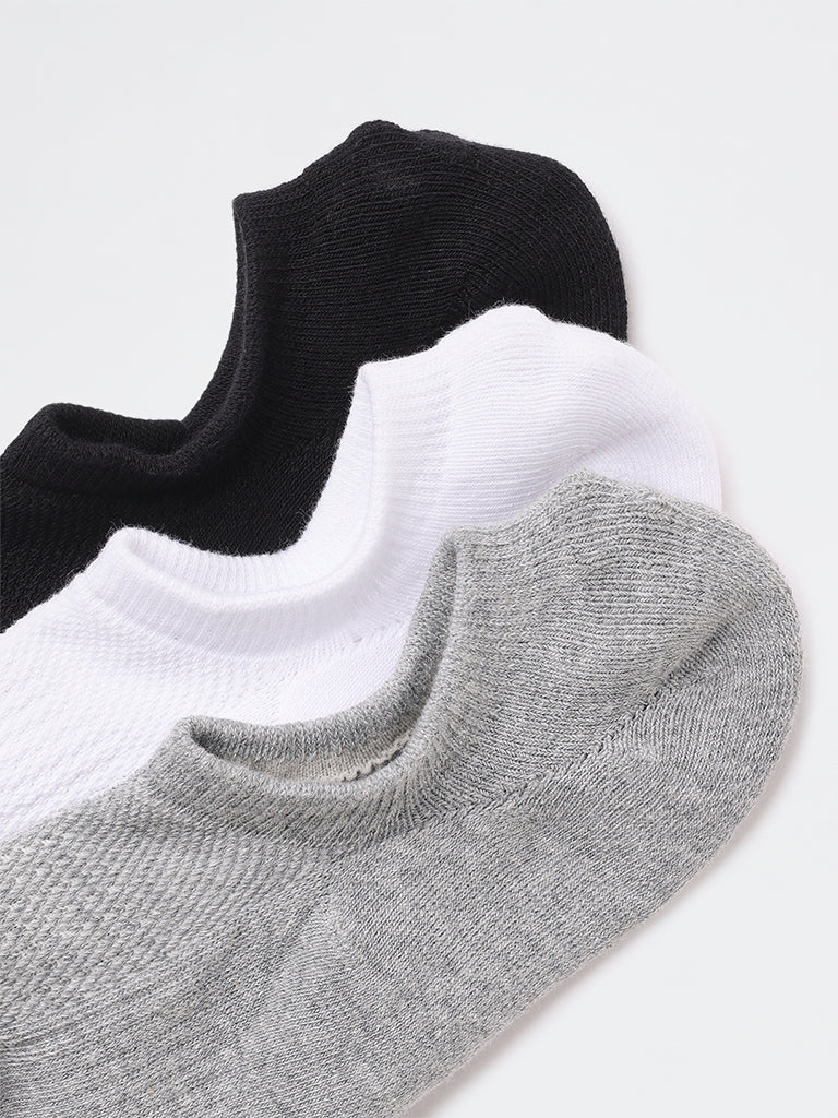 WES Lounge Grey Cotton-Blend Socks - Pack of 3