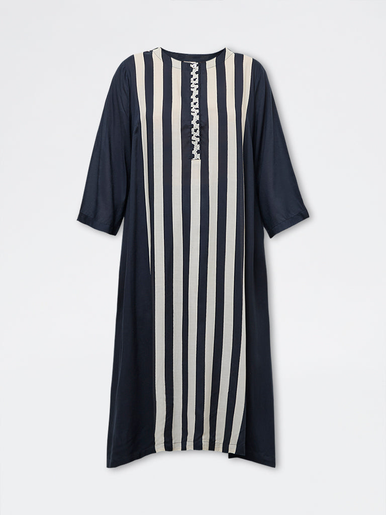Diza Black Foliage Design A-Line Kurta