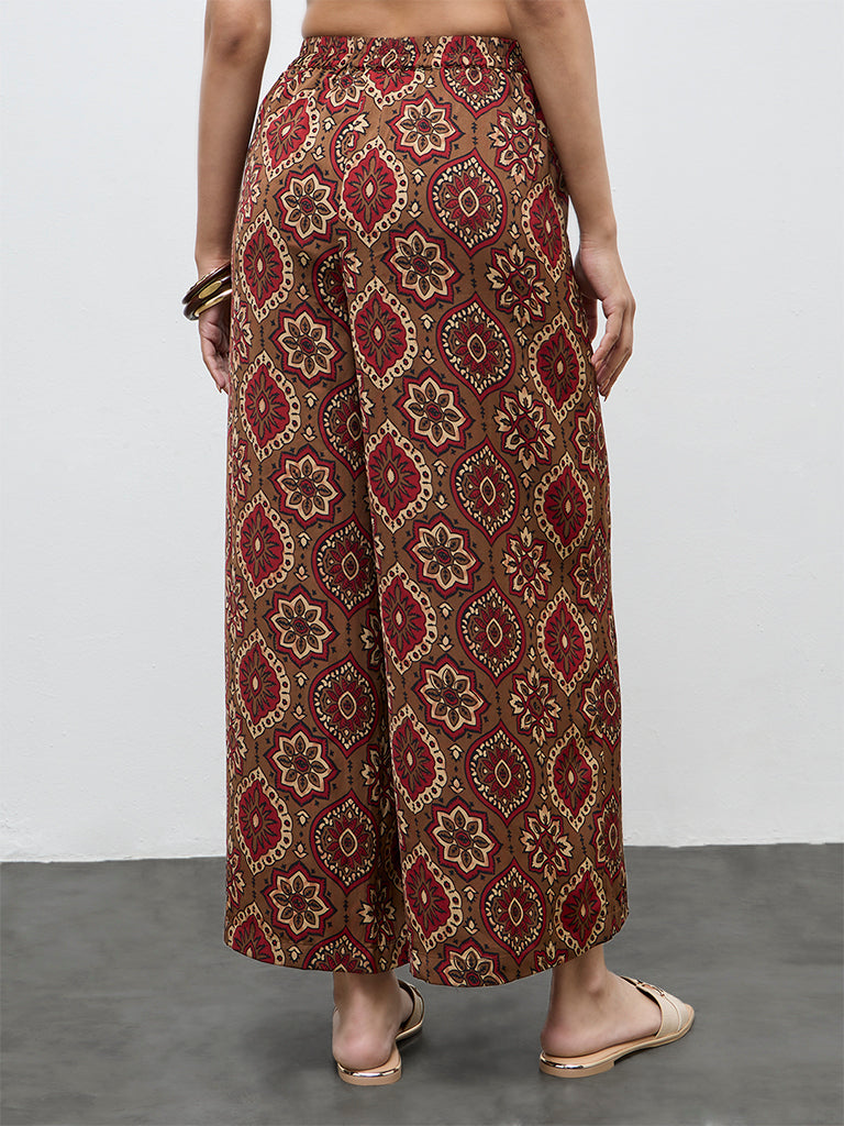 Utsa Red Botanical Design Pants