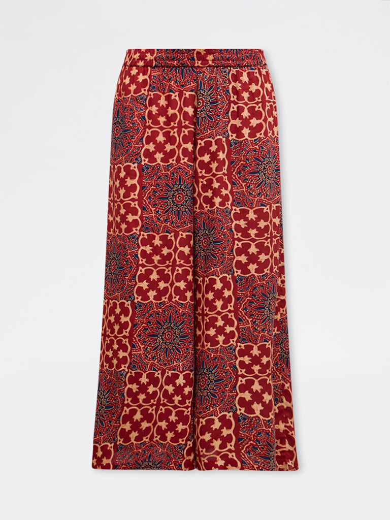 Utsa Red Printed Palazzos