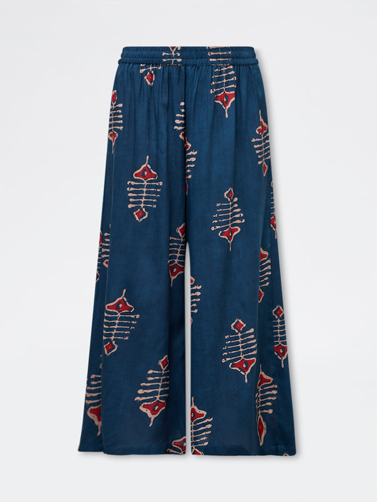 Utsa Indigo Printed Palazzos