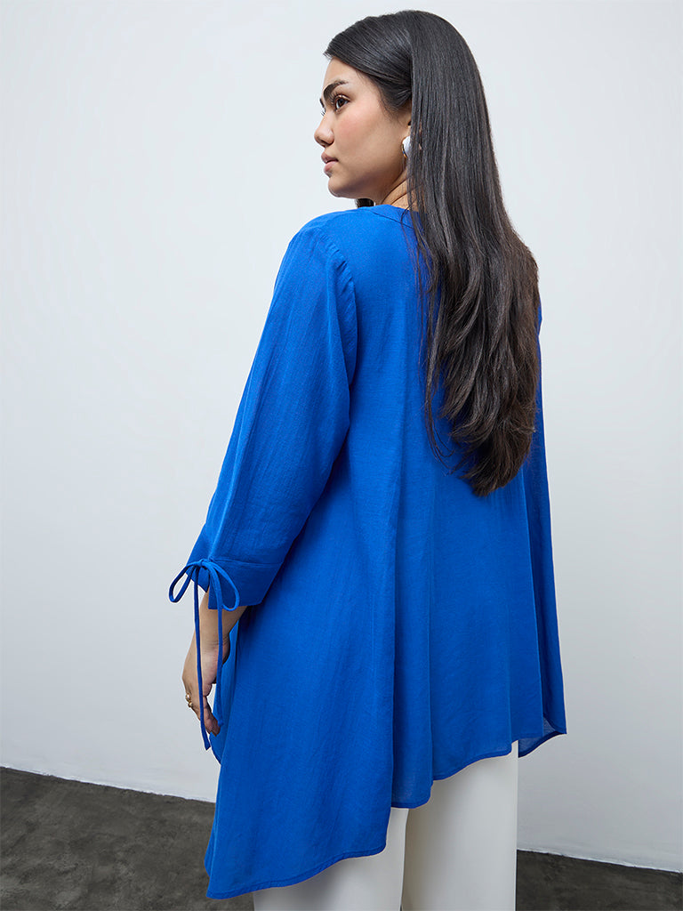 Gia Blue Asymmetrical Blouse