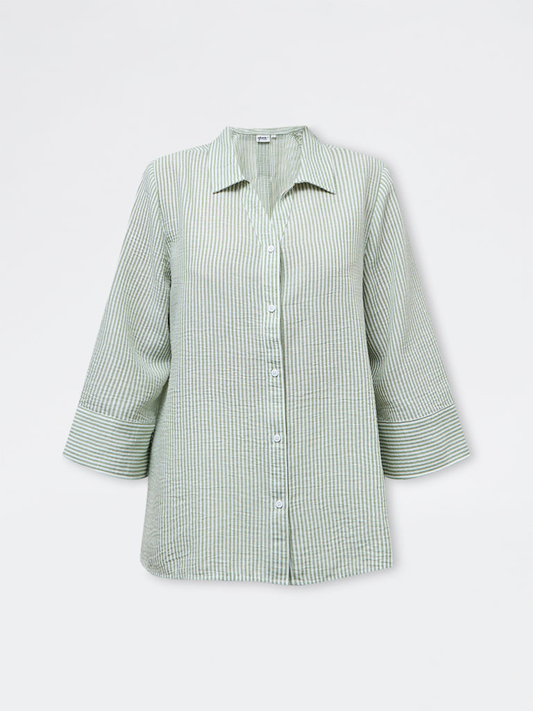 Gia Green Striped Shirt