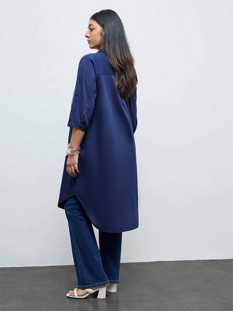 Gia Navy Floral Cotton Tunic