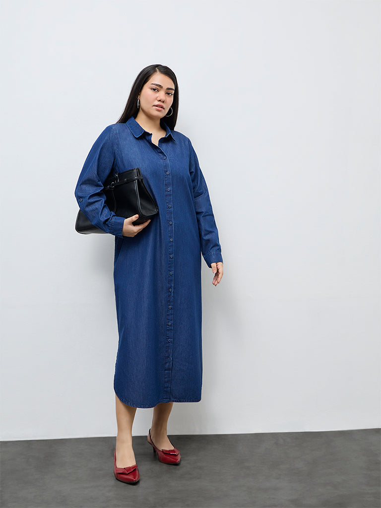 dark wash denim shirt dress Veronica Beard Arcadia denim Shirtdress | City Stroll