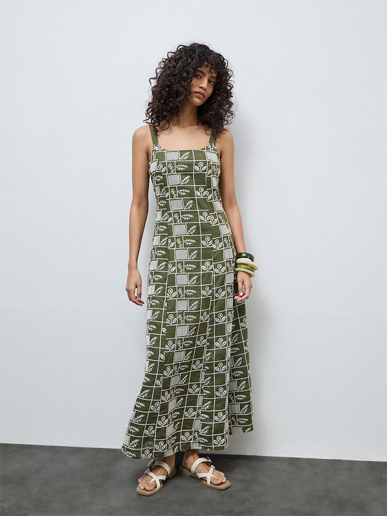 Buy LOV Olive Embroidered A-Line Dress from Westside Buy LOV Olive Embroidered A-Line Dress from Westside