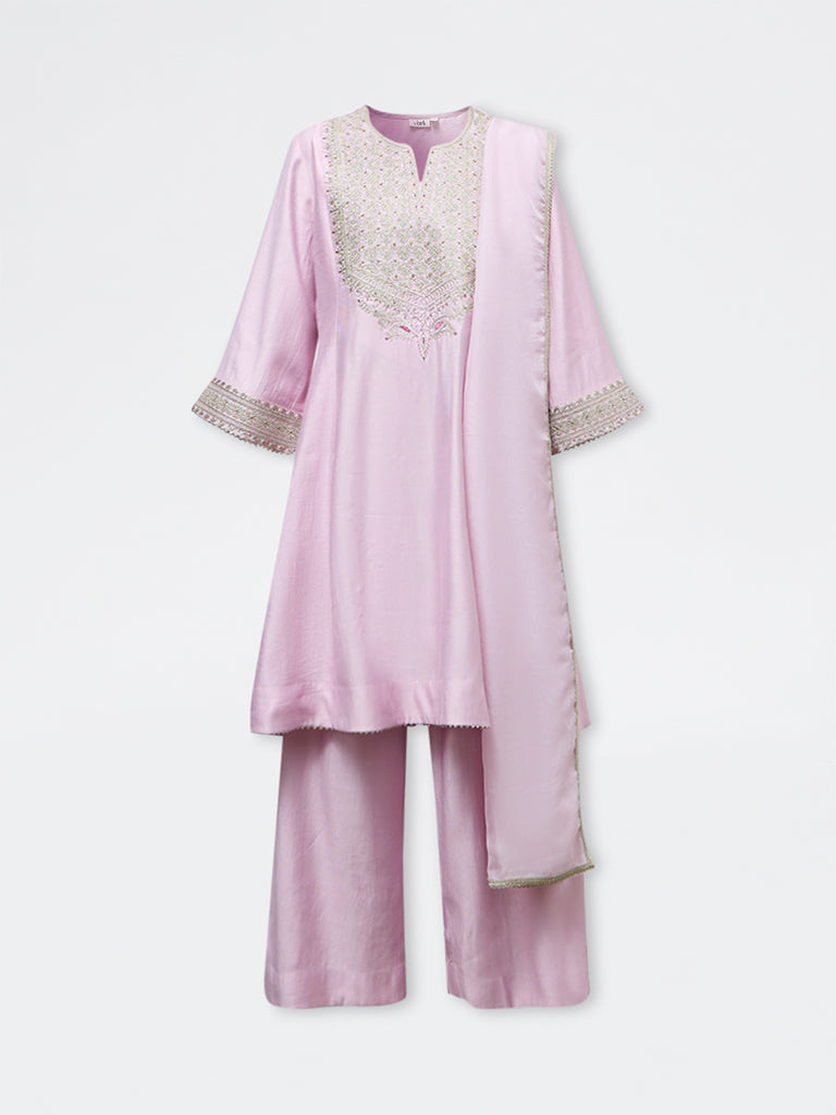 Vark Lilac Embellished A-Line Ethnic Set