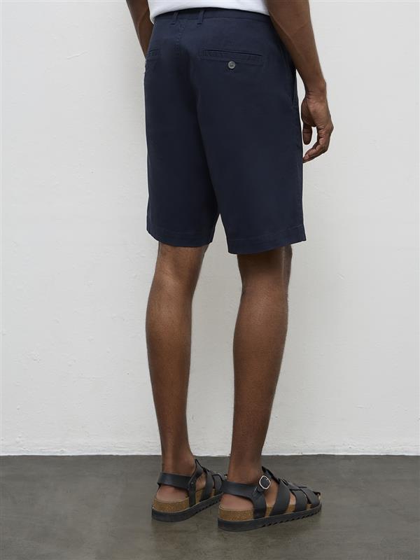 WES Casuals Navy Relaxed-Fit Mid-Rise Cotton-Blend Shorts