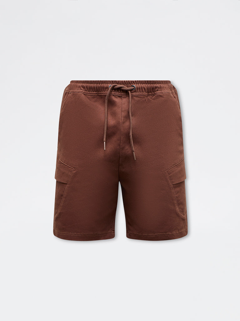 Nuon Brown Relaxed-Fit Mid-Rise Shorts