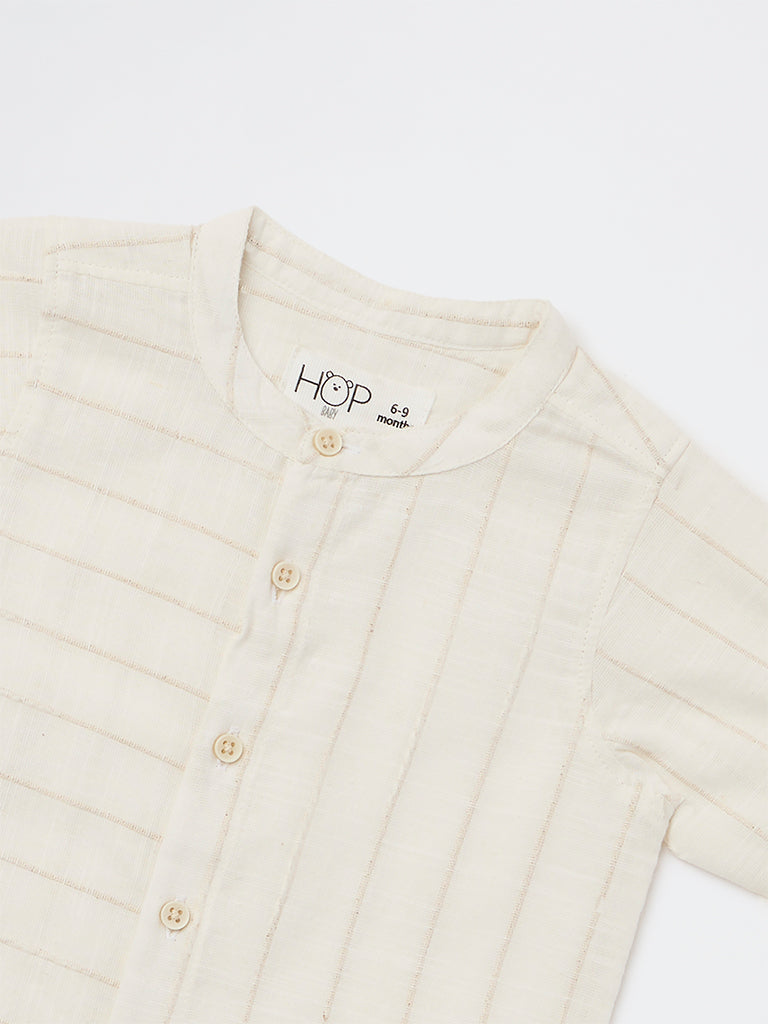HOP Baby Boys Off-White Striped Cotton-Blend Shirt