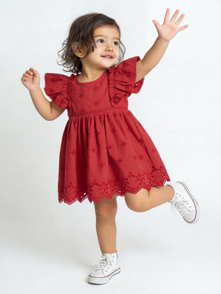baby girl red dress Buy HOP Baby Girls Red Schiffli Embroidered Cotton A-Line Dress from  Westside