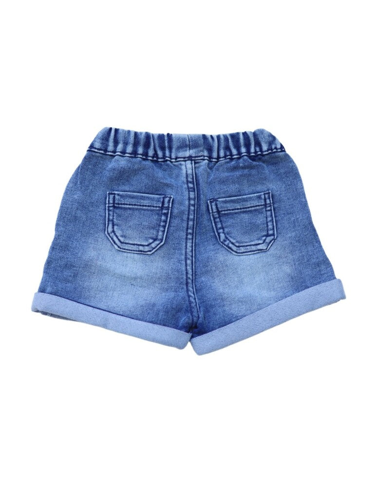 HOP Baby Boys Blue Washed Regular Fit Denim Shorts