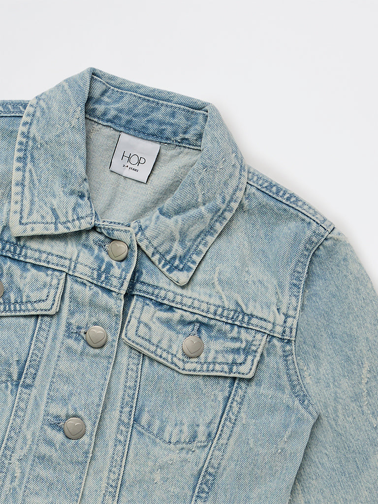 HOP Kids Girls Blue Faded Denim Jacket