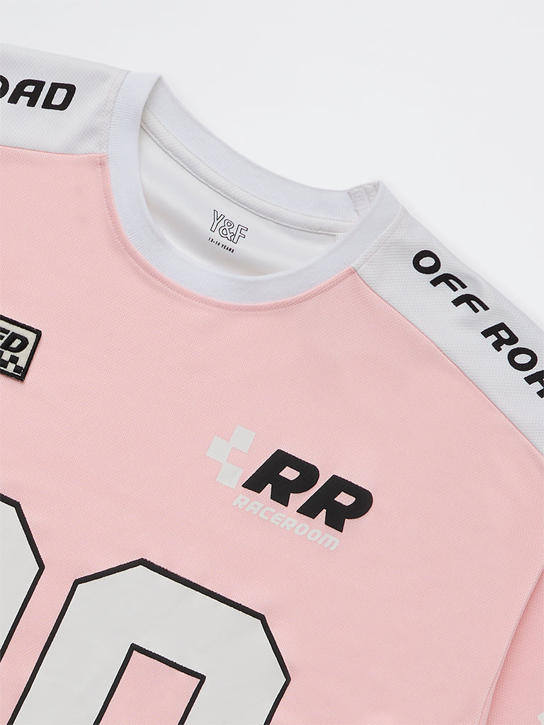Y&F Girls Boys Pink Printed T-Shirt