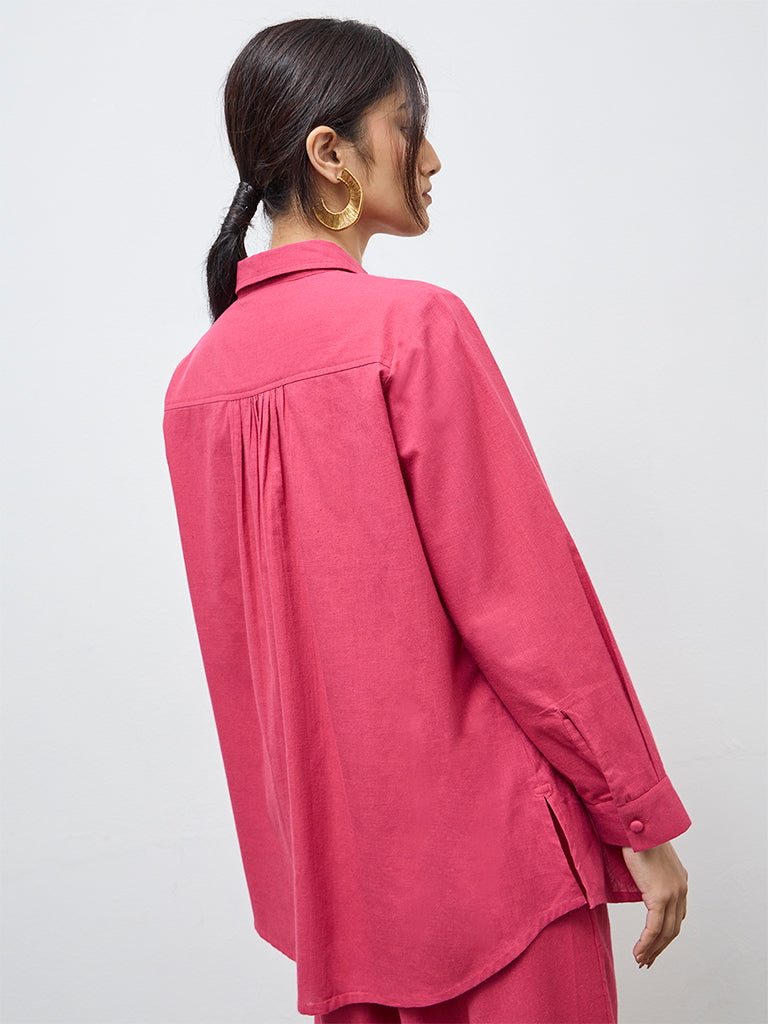 Utsa Red Lace Detailed Cotton Tunic