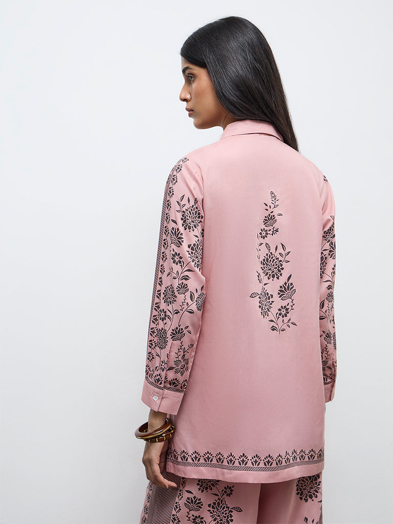 Utsa Dusty Pink Floral Printed Tunic
