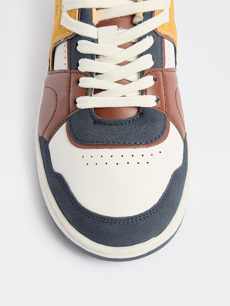 Yellow Yellow Colour-Block Lace-Up Sneakers