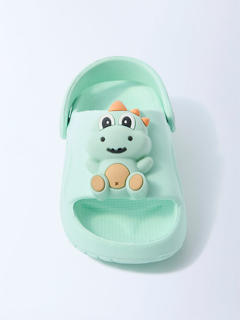 Yellow Mint Dinosaur-Themed Clogs