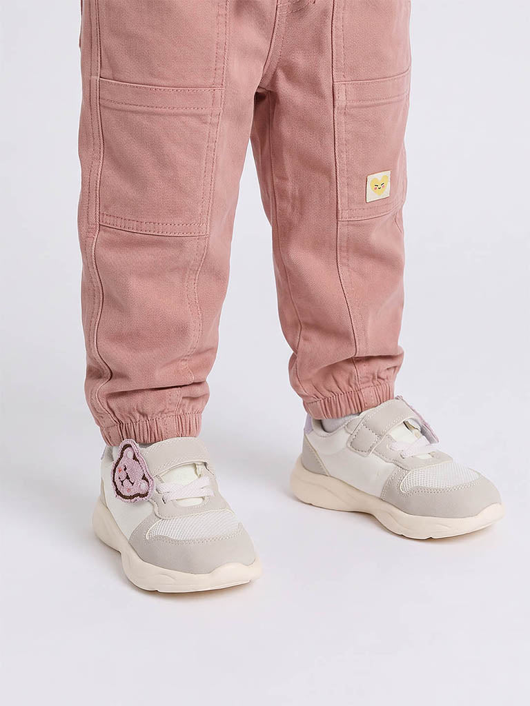 Yellow Grey Teddy-Detailed Sneakers