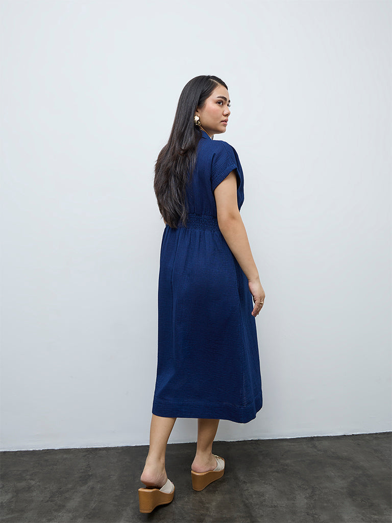 Gia Indigo Cotton A-Line Dress