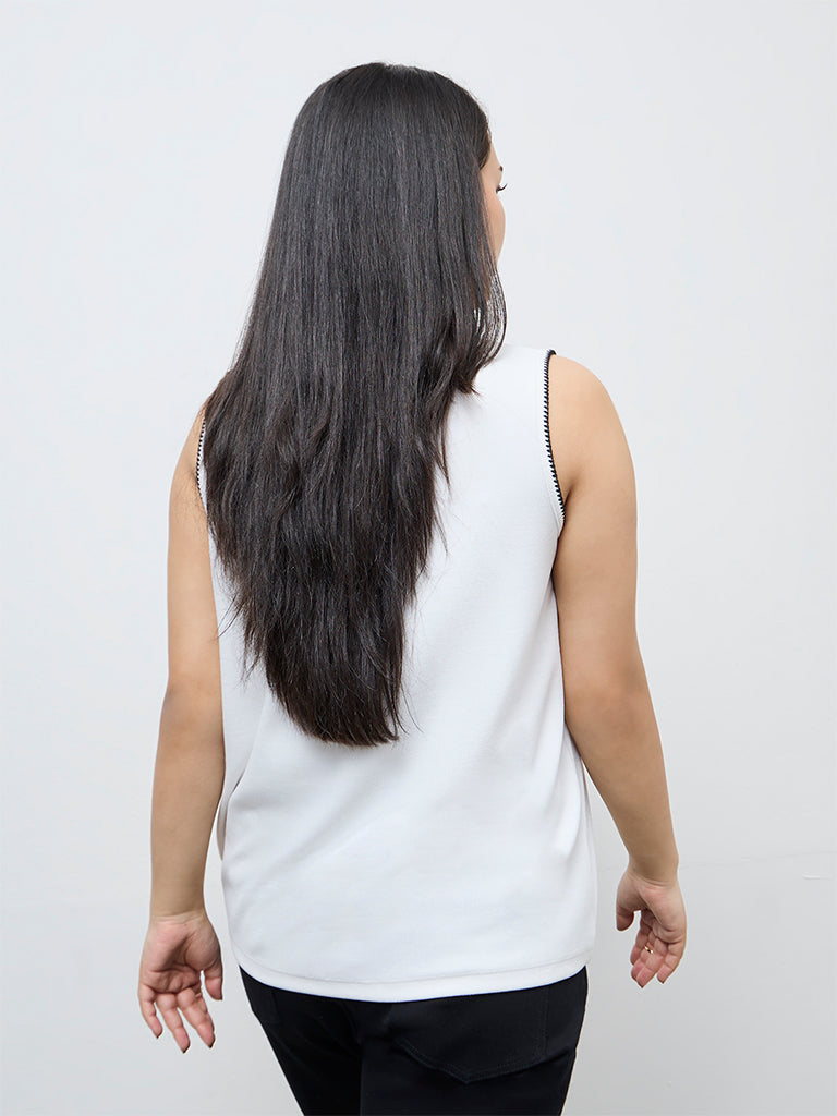 Gia White Textured Top