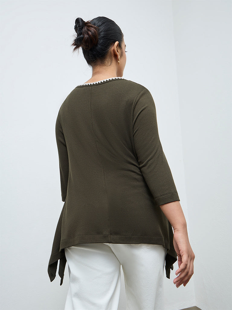 Gia Olive Rib-Textured Top