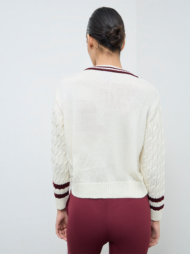 Nuoflexx Cream Knit-Textured Sweater