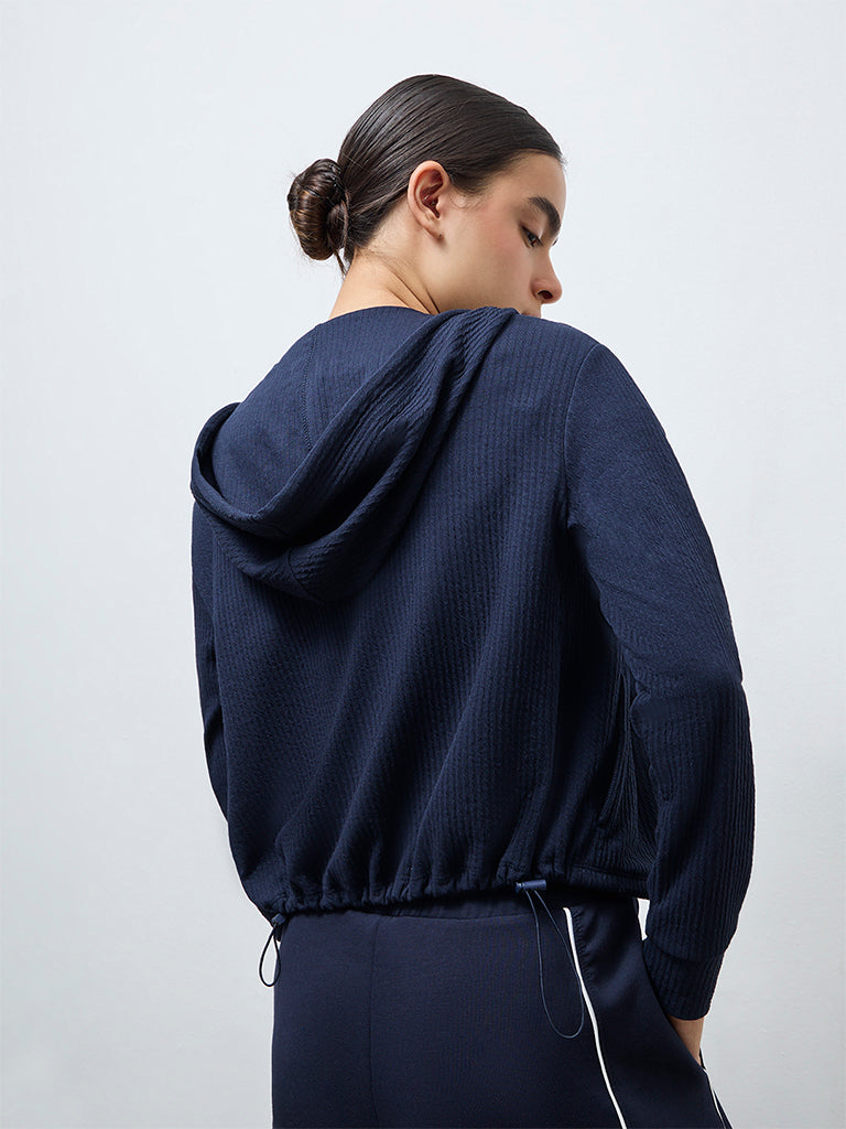 Nuoflexx Navy Textured Hooded Jacket